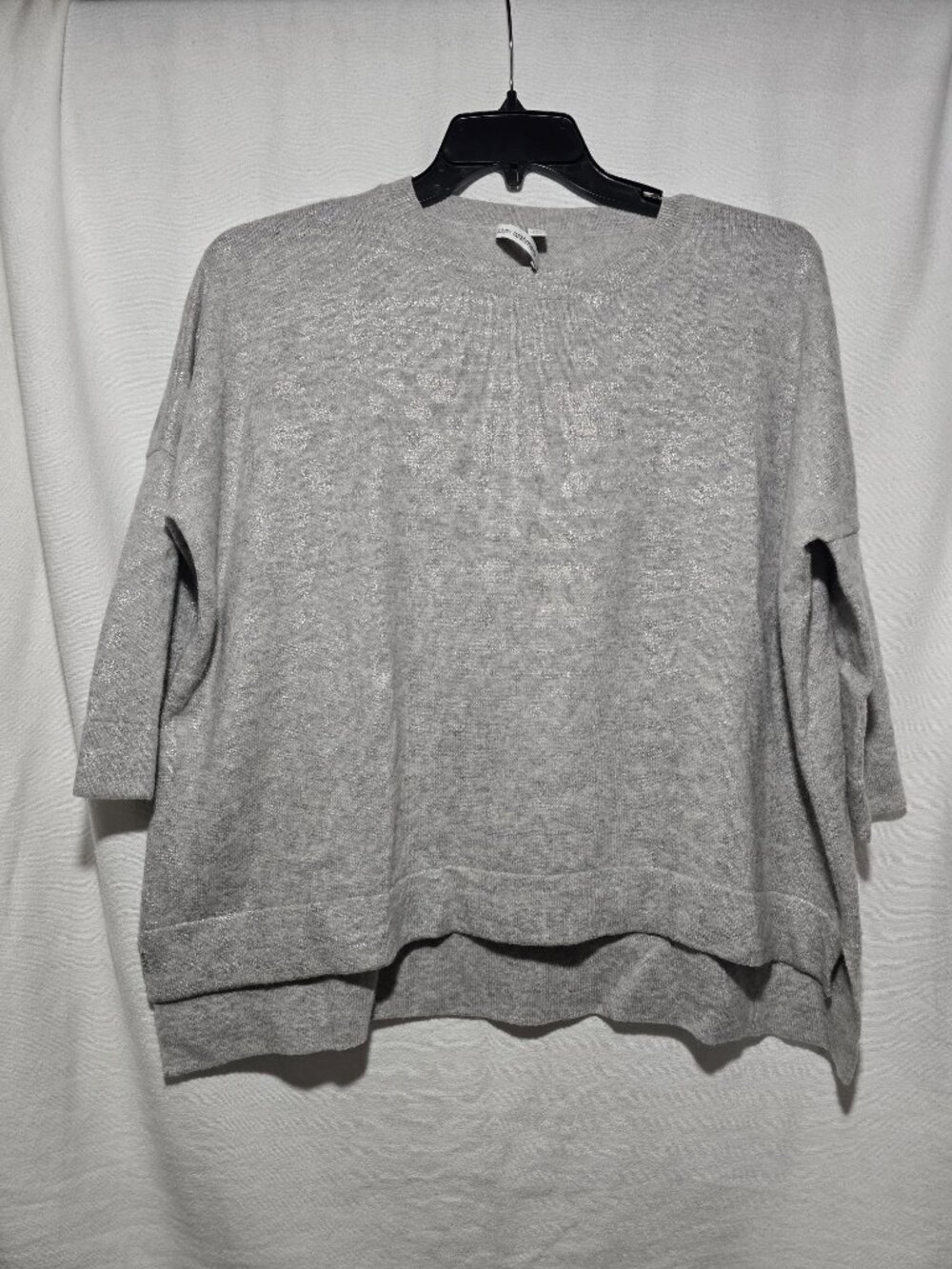 Autumn Cashmere Gray Metallic Leopard Foil Print Cashmere Sweater Size Small GUC